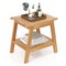 20 Inch Teak Wood Bath Stool with Storage Shelf and Adjustable Foot Pads